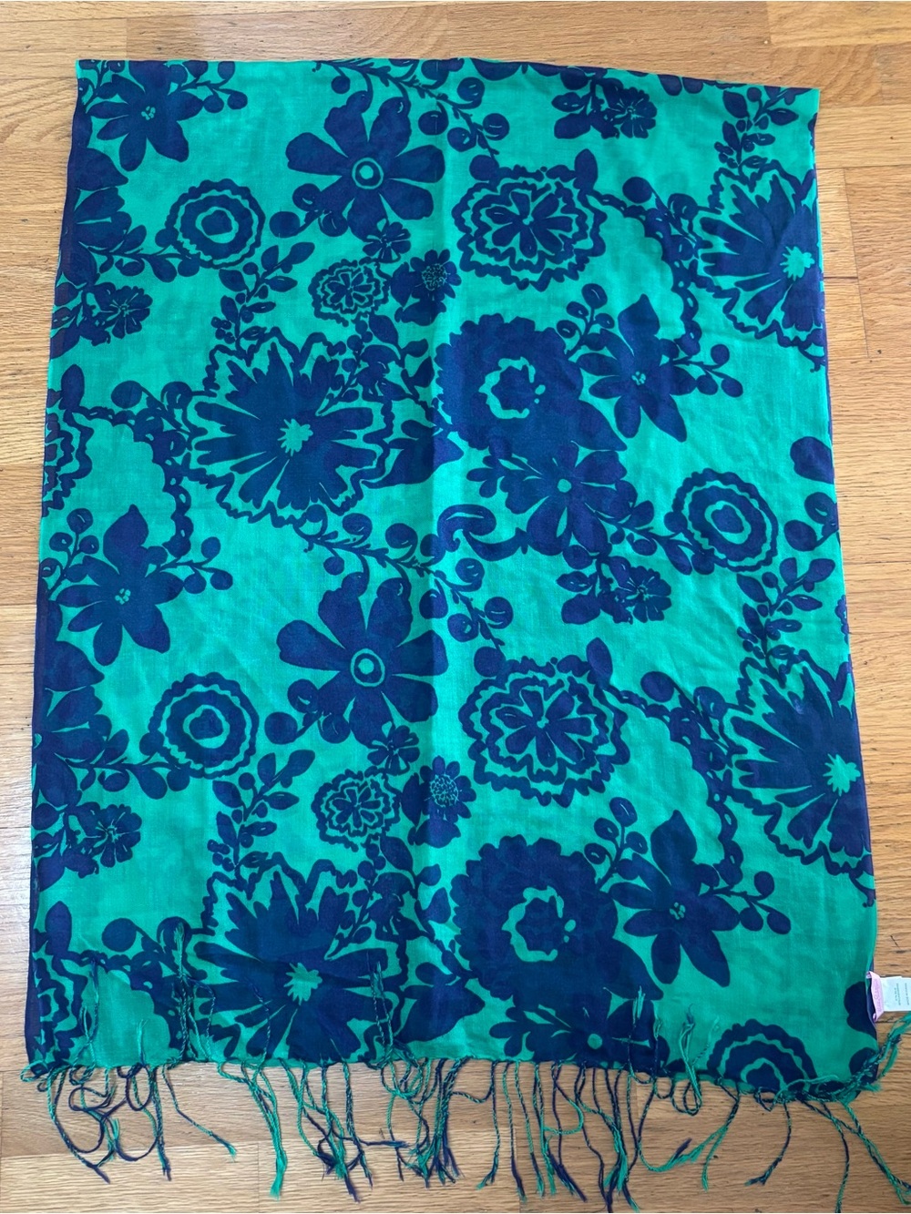 Lilly Pulitzer Floral Silk Cashmere Preppy Cottage Coastal Fringe Wrap Scarf